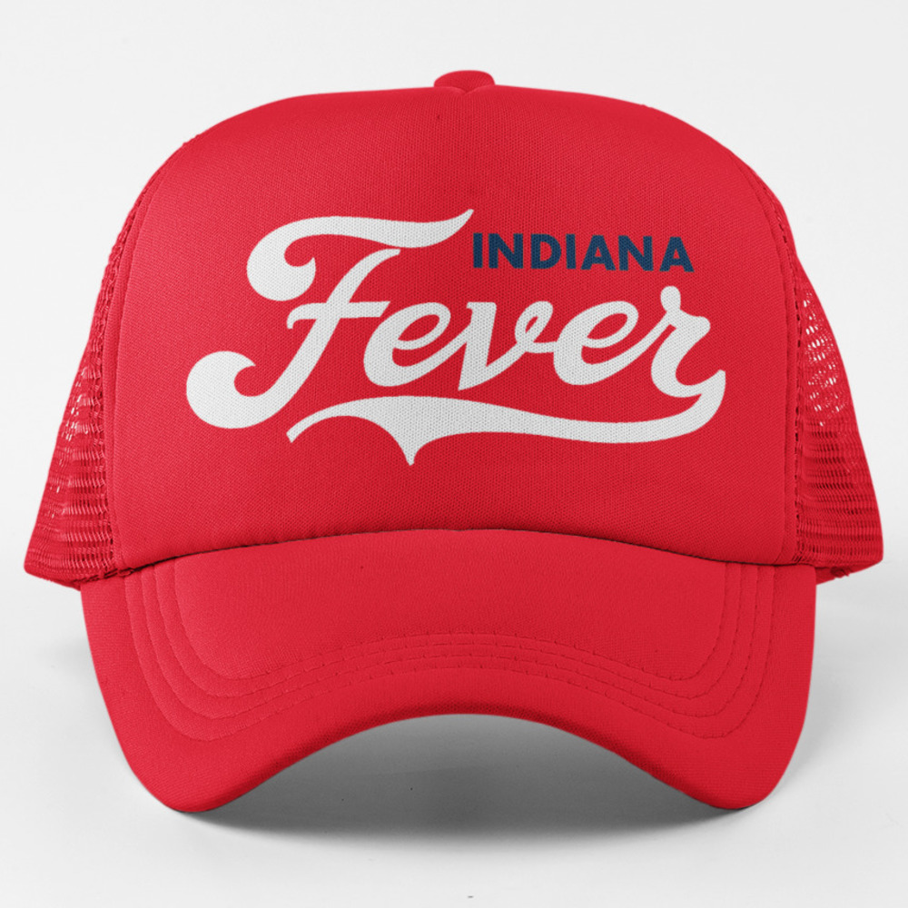 NEW Indiana Fever Script Foam Trucker Mesh Snapback Hat RED